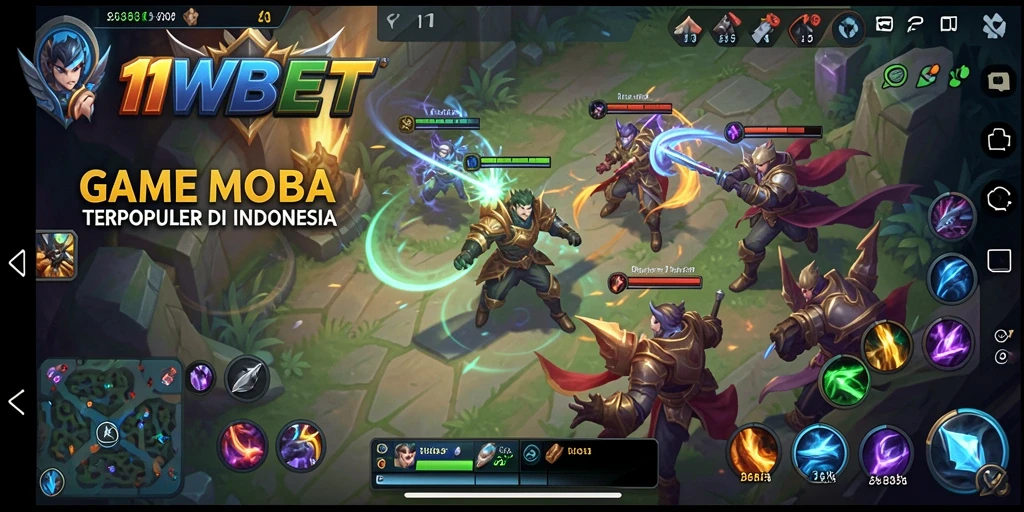 Tampilan gameplay epik di 11WBET dengan aksi MOBA yang seru.