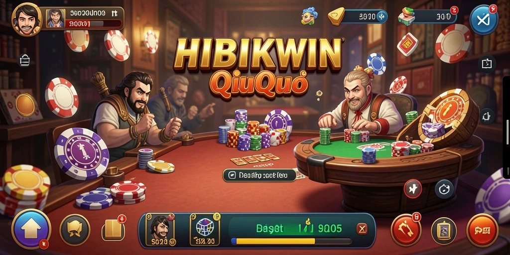 Tangkapan layar gameplay seru HIBIKIWIN dengan kartu QiuQiu.