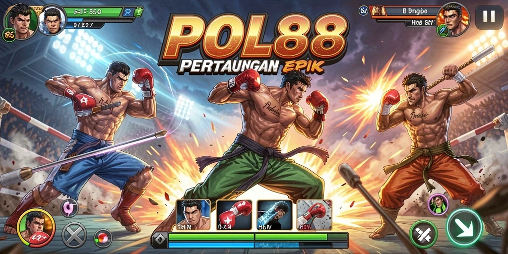 Tampilan gameplay POL88 dengan pertarungan seru antar karakter.