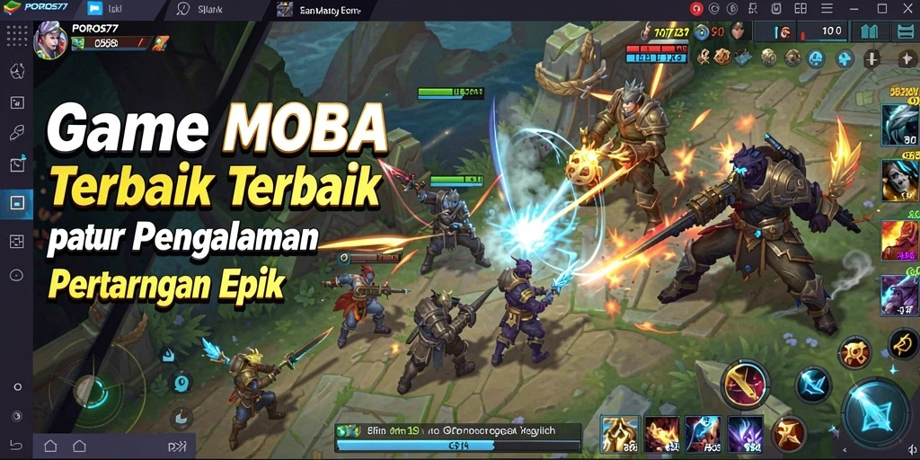 Tampilan seru dari gameplay POROS77 yang menampilkan pertarungan antarpemain.