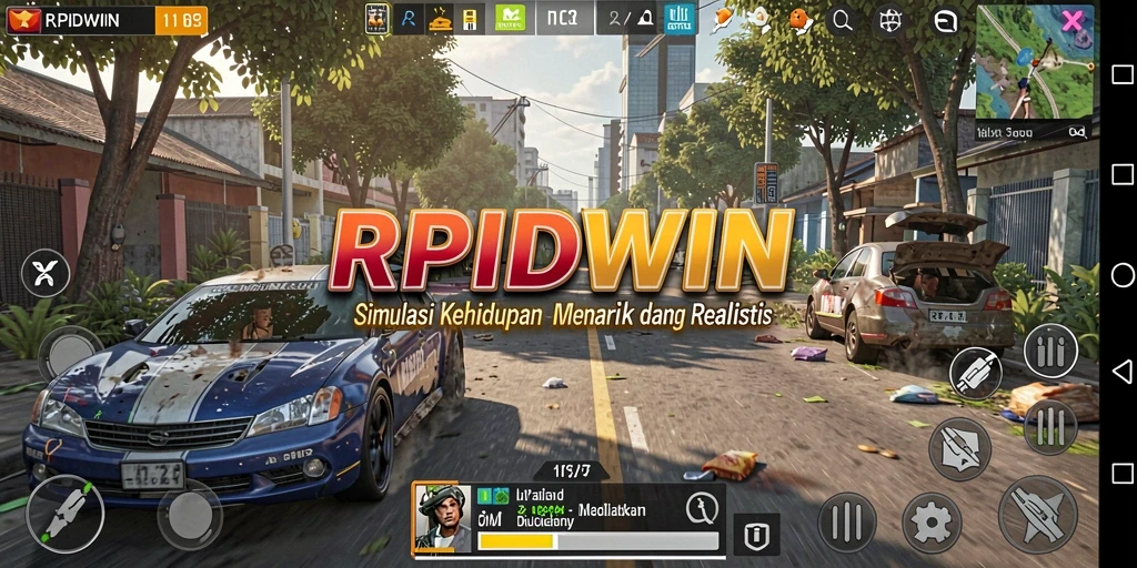 Screenshot menampilkan gameplay RPIDWIN dengan karakter yang berinteraksi.