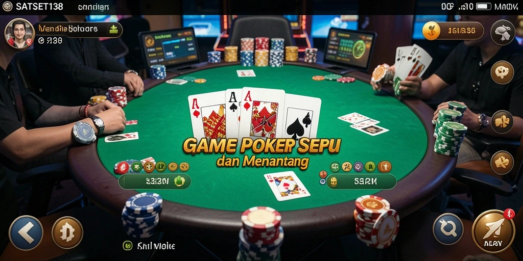 Tampilan gameplay SATSET138 yang seru dan menarik saat bermain poker.