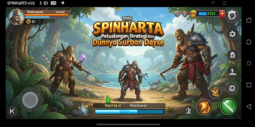 Tampilan permainan SPINHARTA dengan strategi menarik.