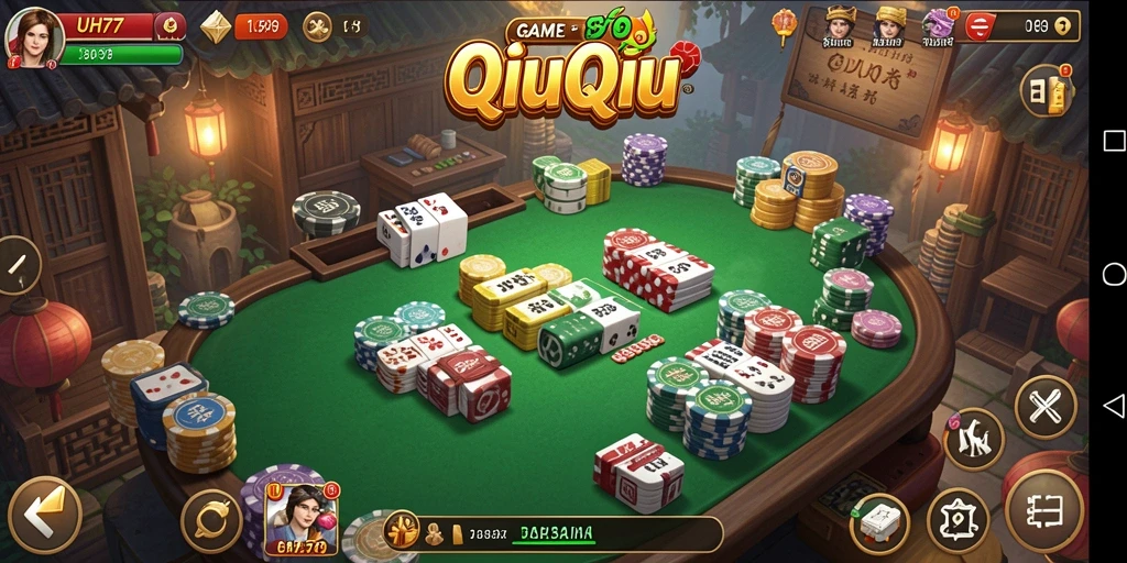 Screenshot UH77 menampilkan aksi mendebarkan dalam gameplay QiuQiu.